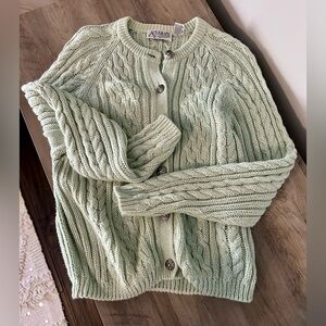 Vintage Autograph Women's Light Green Cable Knit Cardigan